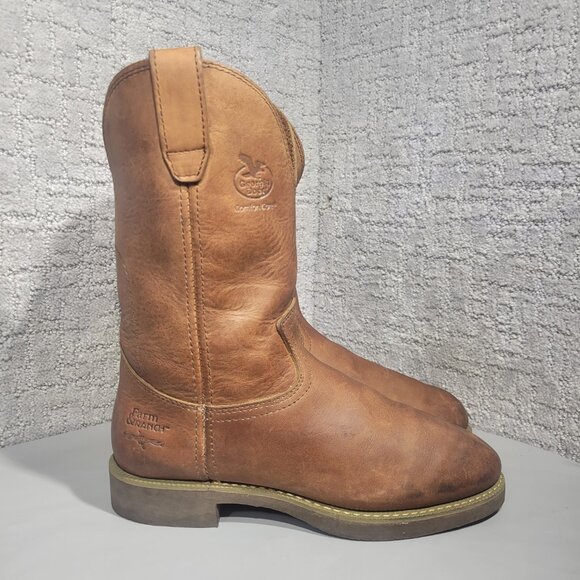 Georgia Farm and Ranch Men's Size 7D Brown Leather Pull on Welington Boots G5814 - Picture 4 of 10